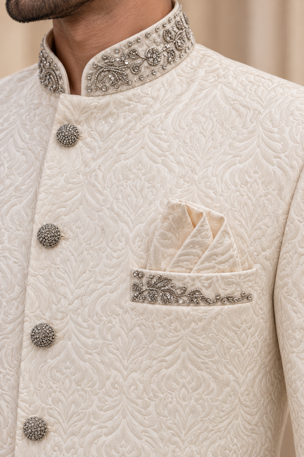 Royal Ivory Embroidered Prince Coat