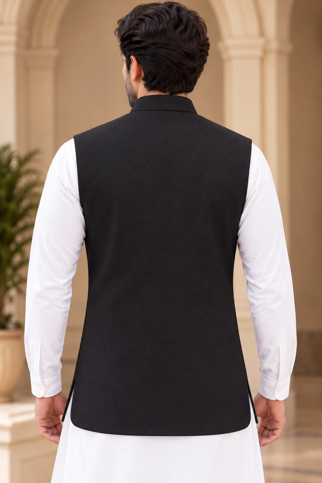 Royal Black & Gold Embellished Waistcoat