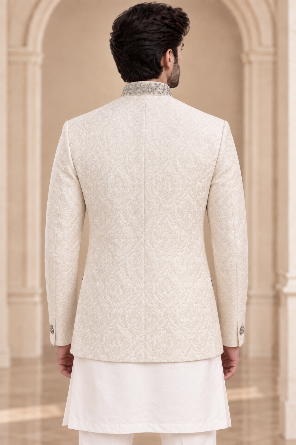 Royal Ivory Embroidered Prince Coat