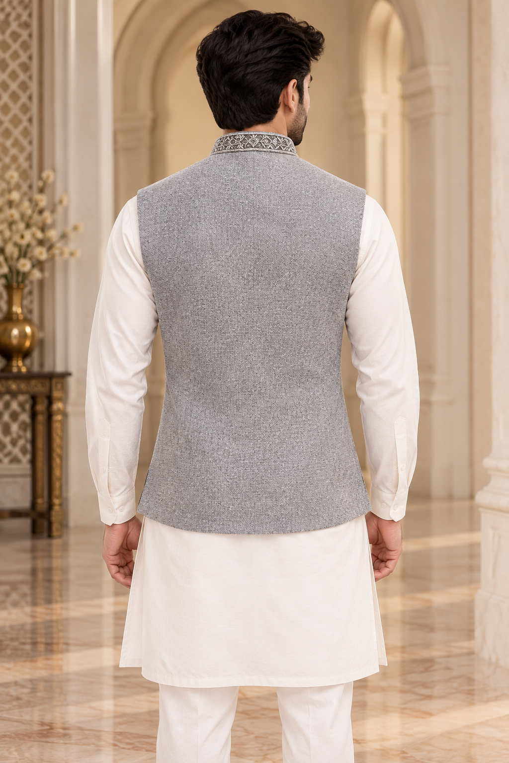 Luxury Silver Embellished Waistcoat