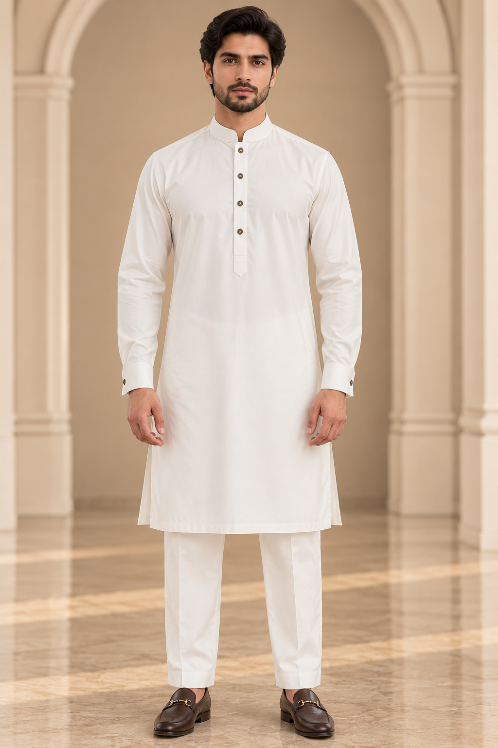 Premium Ivory Kurta Trouser Set.