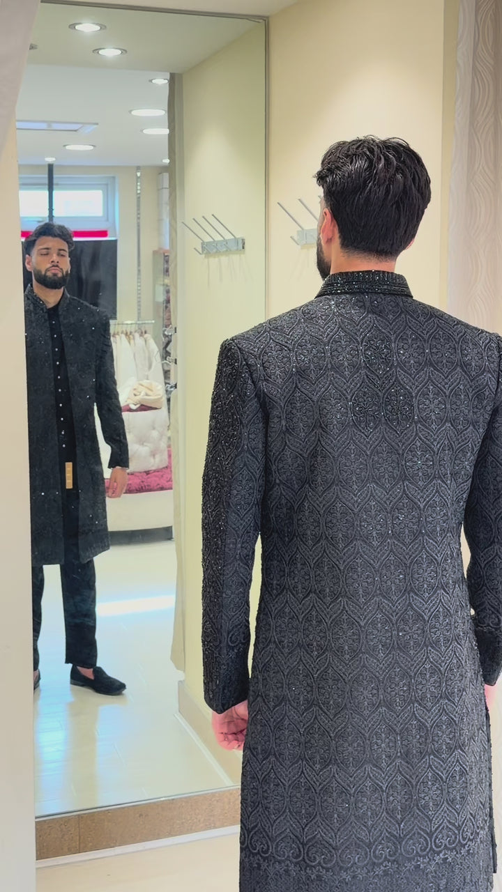 Heritage Black Imperial Open Sherwani
