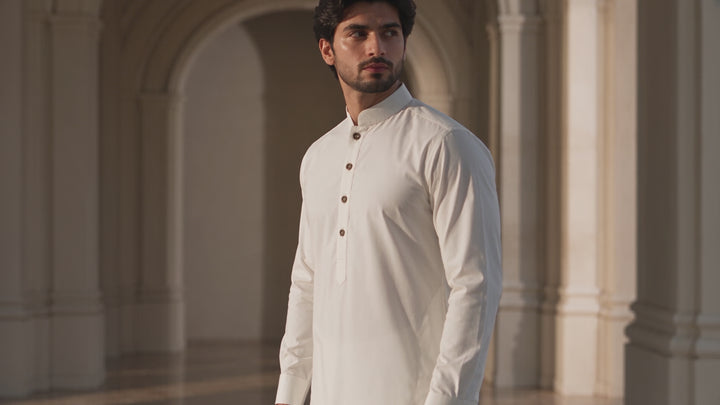 Premium Ivory Kurta Trouser Set.