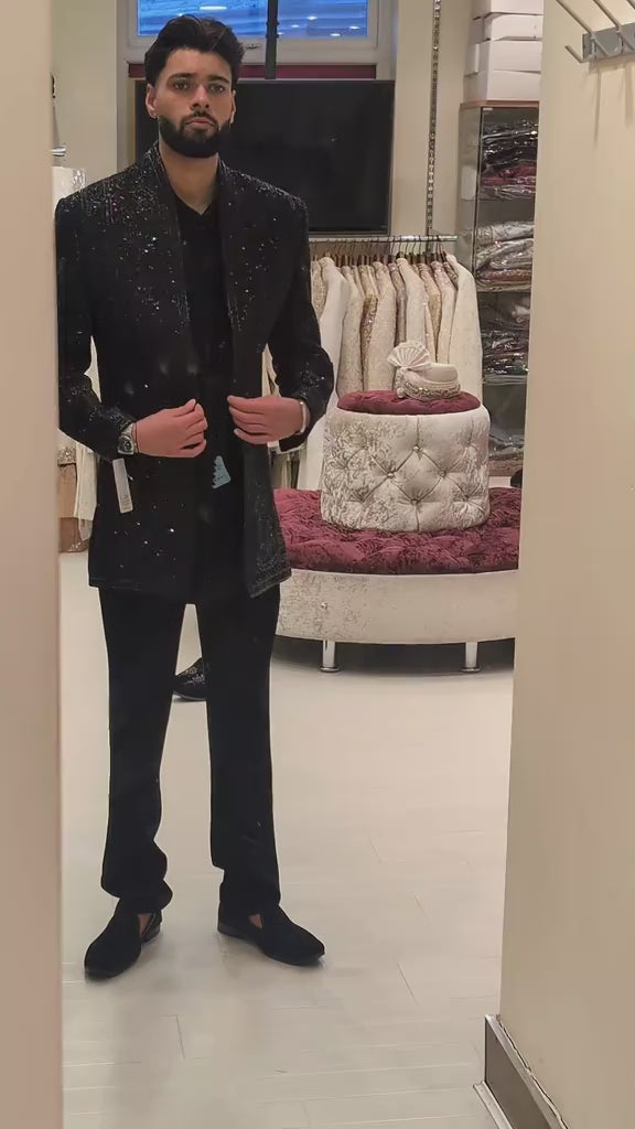 Noir Royale Embellished Open Prince Coat