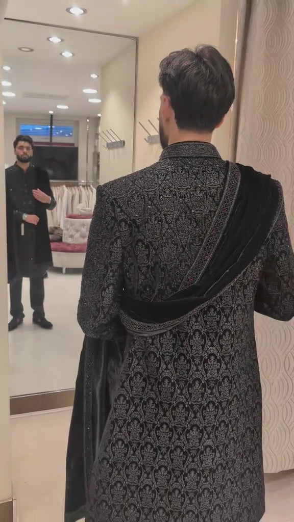 Noir Majesty Embroidered Sherwani