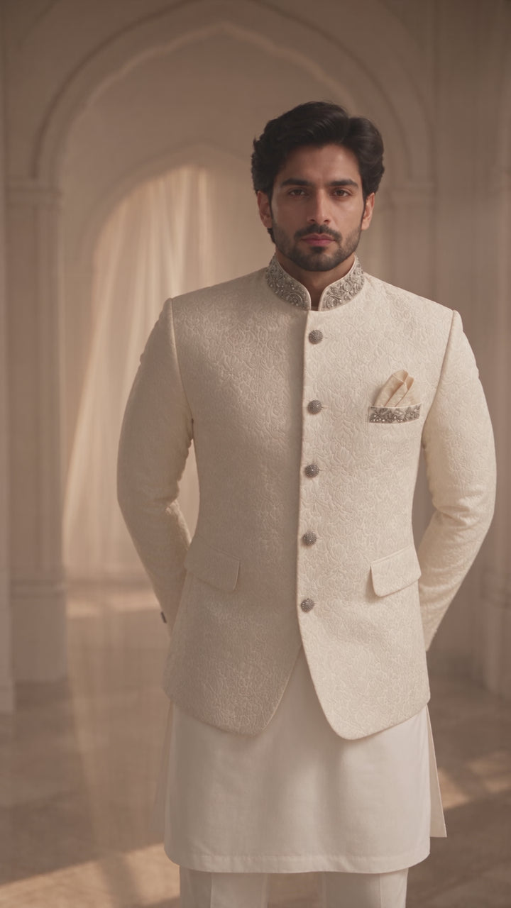 Royal Ivory Embroidered Prince Coat